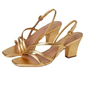 Bernardo Metallic Gold Heeled Sandals